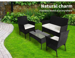 Levede 4PCS Outdoor Furniture Setting Patio Garden Table Chair Set Wicker Lounge