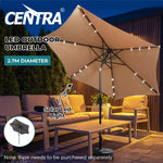 Centra 2.7M Outdoor Umbrella Solar Lights Beach Sun Stand Tilt Patio Deck Pole