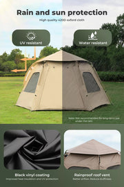 Instant Pop up Tent Auto Family Camping Canopy Shelter 5-8 Person Ground Mat