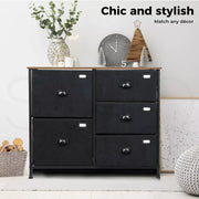 Levede Chest of 5 Drawers Storage Cabinet Dresser Lowboy Organizer Suede Drawer