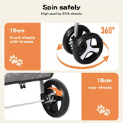 Pawz Pet Stroller 2-Tier Pram Dog Cat Carrier Foldable Large 4 Wheels Shopping
