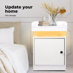Levede Nightstand RGB LED Bedside Table USB Charge Side Table Drawer Cabinet