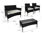 Levede 4PCS Outdoor Furniture Setting Patio Garden Table Chair Set Wicker Lounge