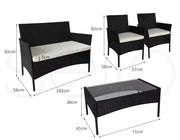 Levede 4PCS Outdoor Furniture Setting Patio Garden Table Chair Set Wicker Lounge