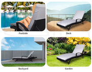 2PCS Levede Outdoor Sun Lounger Furniture Wicker Lounge Garden Patio Bed Cushion
