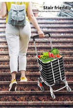 Mountview Foldable Shopping Cart Trolley Basket Grocery Portable Black 40L Wheel