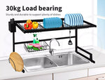 Toque Dish Drying Rack Over Sink Steel Black Plate Dish Drainer Organizer 2 Tier