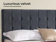 Levede Fabric Bed Frame Double Mattress Base Platform Wooden Velvet Headboard