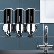 3 Bottles Bathroom Shower Soap Dispenser Shampoo Pump Wall Mounted 1500ml Black