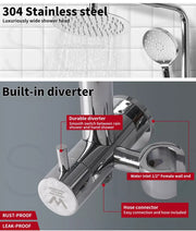 Shower Head High Pressure Set Rain Round Brass Taps Mixer Handheld WELS Silver