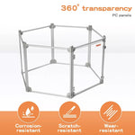 Pawz Pet Playpen Transparent Acrylic Folding Dog Fence Kennel Install 10 Panel