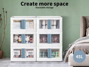 Storage Containers Box Stackable Toy Food Organiser Large Foldable Lid 85L Blue