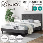 Levede Velvet Bed Frame Double Queen Mattress Base Platform Adjustable Headboard