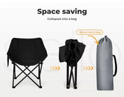Levede Folding Camping Moon Chair Lightweight Outdoor Chairs Portable Seat Black