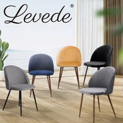 Levede 2x Dining Chairs French Provincial Kitchen Cafe  Upholstered Navy