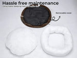 Pawz Pet Bed Cat Dog Donut Nest Calming Mat Soft Warm Plush Kennel Brown 110cm