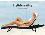 Levede Sun Lounger Wicker Lounge Outdoor Furniture Garden Patio Bed Cushion Pool