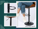 Levede 1x Bar Stools Gas Lift Kitchen Counter Beech Stool Metal Black Barstools