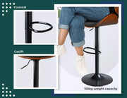 Levede 1x Bar Stools Gas Lift Kitchen Counter Beech Stool Metal Black Barstools