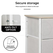 Levede Chest of Drawers Storage Cabinet Tower Dresser Tallboy  Beige 6 Drawers
