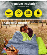 Mountview Double Sleeping Bag Bags Outdoor Camping Hiking Thermal -10℃ Tent Grey