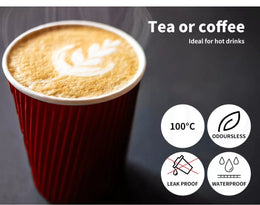 50 Pcs 16oz Disposable Takeaway Coffee Paper Cups Triple Wall Take Away w Lids