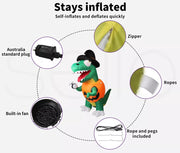 Emitto Halloween Inflatables LED Lights Dinosaur 1.8M Party Outdoor Yard Decor