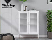 Levede Storage Cabinet Steel Kitchen Cupboard Metal Bookcase Filing Office White