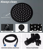 Shower Head High Pressure Set Rain Round Brass Taps Mixer Handheld WELS Black