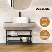 Levede 3-Tier Shoe Rack Bench Storage Cabinet Organisers Industrial Steel 73cm