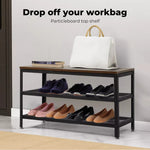Levede 3-Tier Shoe Rack Bench Storage Cabinet Organisers Industrial Steel 73cm