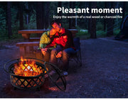 Moyasu Fire Pit BBQ Grill Fireplace Outdoor Portable Camping Heater Patio Garden