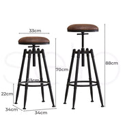 Levede 2x Industrial Bar Stools Kitchen Stool PU Leather Barstools Swivel Chairs