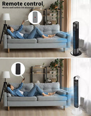 Spector Tower Fan Portable Oscillating Remote Control LED Display Timer Ionizer