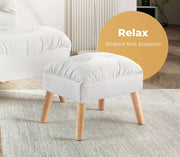 Levede Accent Ottoman Chair Footstool Leathaire Vanity Makeup Stool Lounge White