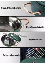 Toque Japanese Deep Frying Pot Thermometer Non-stick Tempura Pan 20cm Green