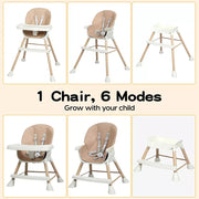 Bopeep Baby High Chair 6-In-1 Removable Seat and Trays Adjustable Height Pink