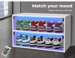 Stacked Shoes Storage Cabinet LED Sneaker Display Case Stackable Rack Lighted