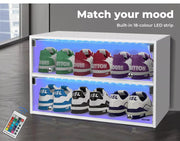 Stacked Shoes Storage Cabinet LED Sneaker Display Case Stackable Rack Lighted