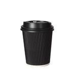 100 Sets Disposable Take Away Coffee Paper Cups Triple Wall Lids 8oz /250ml