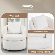 Levede Swivel Barrel Chair Sherpa Fleece Round Accent Tub Sofa Back Cushion