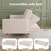 Levede Convertible Sofa Bed Cotton Linen  Lounge Adjustable 3-Seater Sleeper