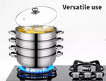 Toque Stainless Steel Steamer Pot Home Kitchen Cookware Tool Hot Pot 3/4 Tier