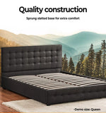 Levede Fabric Bed Frame Gas Lift Storage Wooden Matress Base Double Queen King