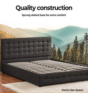 Levede Fabric Bed Frame Gas Lift Storage Wooden Matress Base Double Queen King