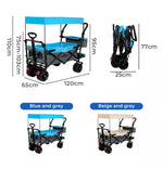 Lambu Garden Cart Wheelbarrow Camping Beach Trolley Wagon Foldable Brake Shade
