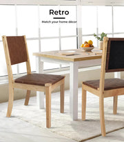 Levede Dining Chairs Accent Chair Lounge PU Solid Beech Wood Kitchen Retro x2