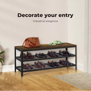 Levede 3-Tier Shoe Rack Bench Storage Cabinet Organisers Industrial Steel 100cm