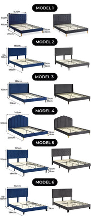 Levede Bed Frame Double Queen Velvet Mattress Base Platform Wood Headboard