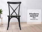 Levede 2x Dining Chairs Cross Back Kitchen Chair Natural Wood Lounge Seat Black
